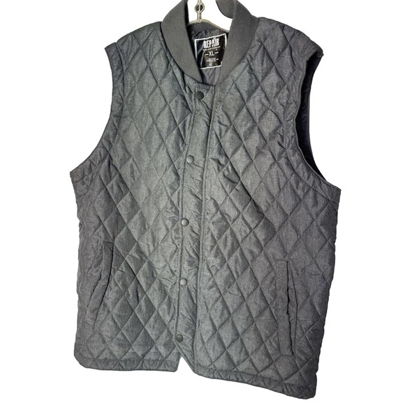 Repair Design Under Construction Vest Quilted Men’s Quilted Zipper Snaps Pockets - Picture 2 of 7